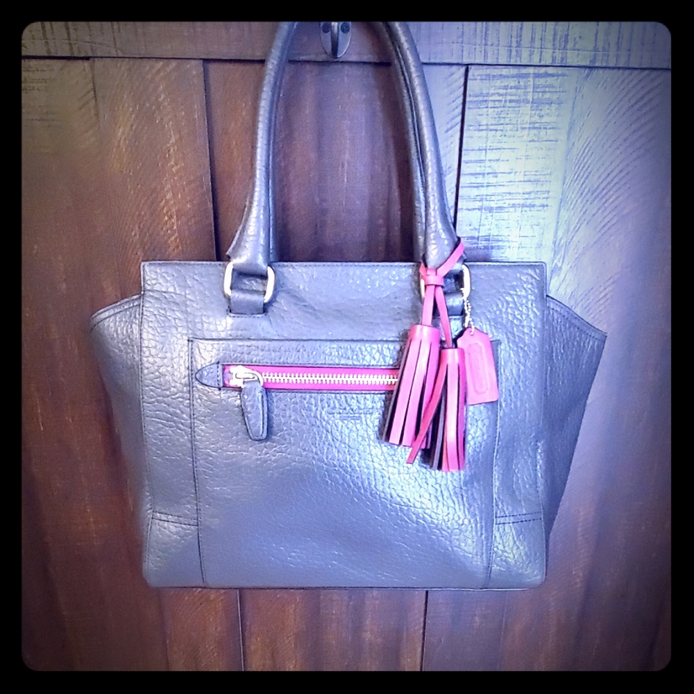Coach Leather Dark Grey Handbag